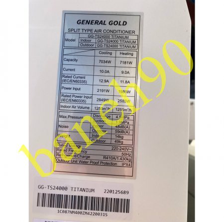 کولر گازی جنرال گلد 24000 اینورتر کنترل آمپر GG-TS24000 TITANIUM - تصویر 14